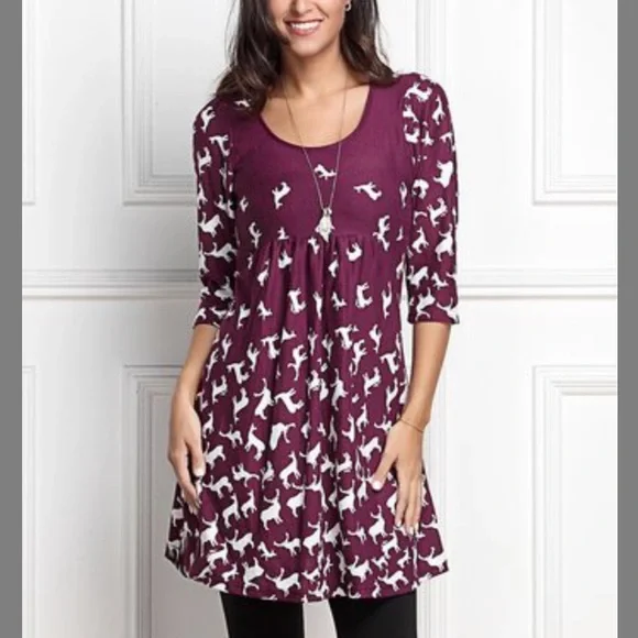 R&B Collection Dresses | Empire Waist Tunic Dress | Color: Purple | Size: L | Imlovintennis14's Closet